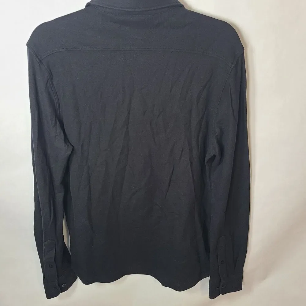 Murano Liquid Luxury Slim Fit Black Shirt Large Long‎ Sleeve Stretch Top Dressy